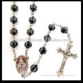 8mm Shinely Hematite Catholic Rosary